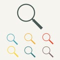 Magnifying glass icon. Magnifier in flat style. Colorful vector illustration